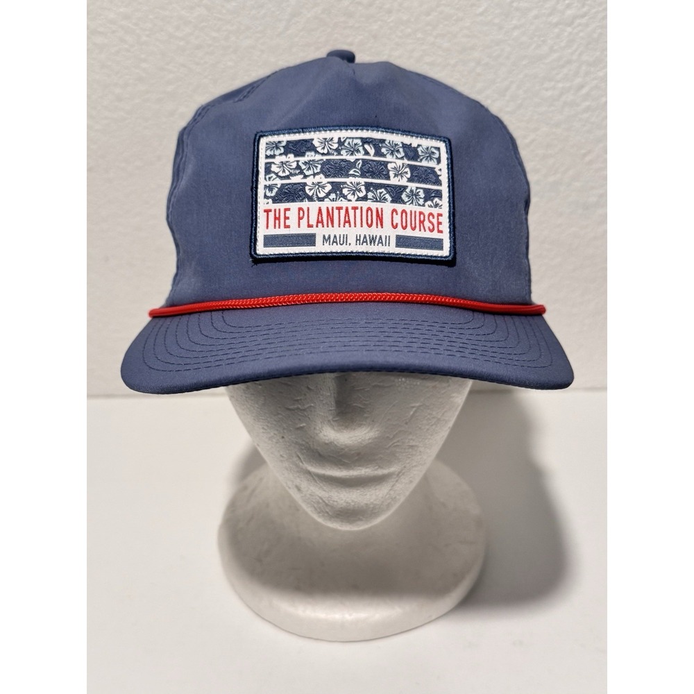 The Plantation Course Kapalua Golf Rope Hat Cap Blue Red Strapback Maui Hawaii